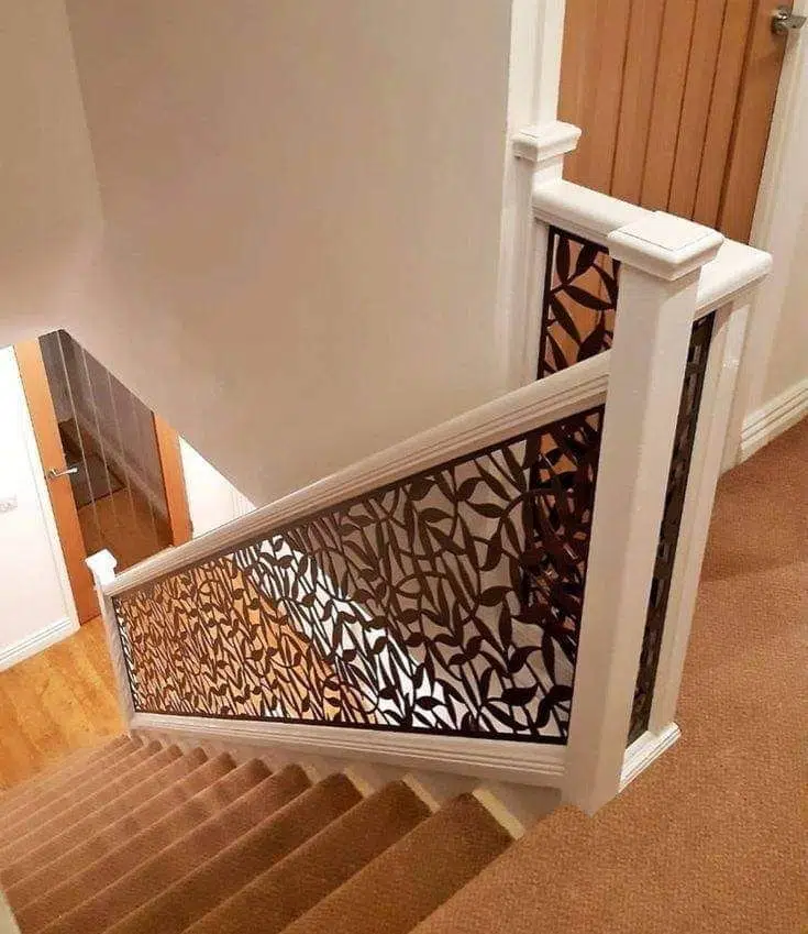 Laser-cut leaf staircase railing SR-LEAF Staircase Railings — Deco Blossom Kenya