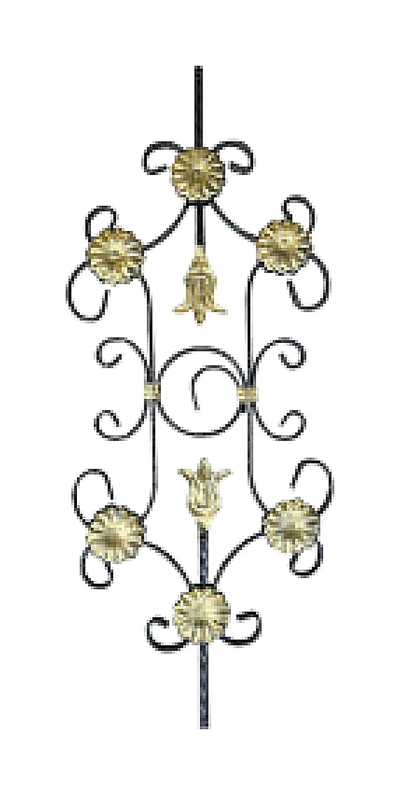 12016 Wrought-Iron Panels & Balusters Wrought iron, black / gold accent — Deco Blossom Kenya