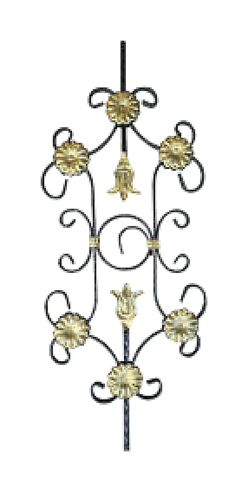 12016 Wrought-Iron Panels & Balusters Wrought iron, black / gold accent — Deco Blossom Kenya