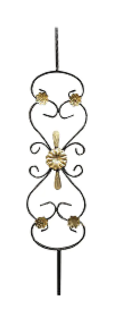 12301-2 Wrought-Iron Panels & Balusters Wrought iron, black / gold accent — Deco Blossom Kenya