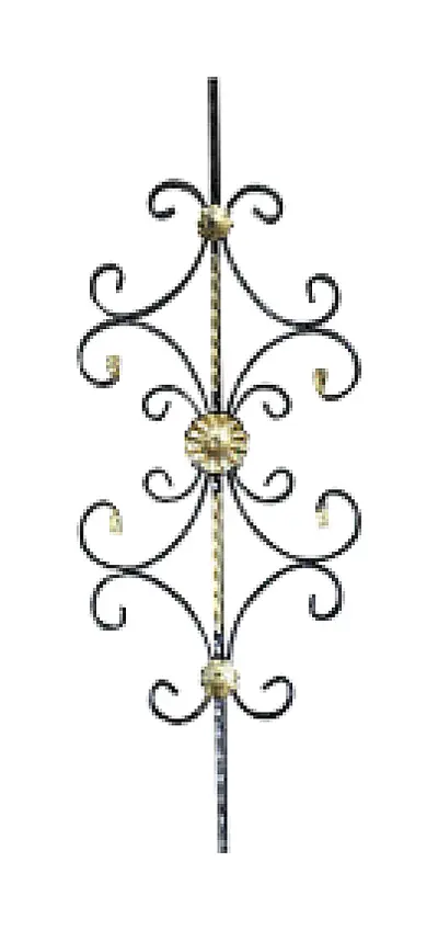 12410-2 Wrought-Iron Panels & Balusters Wrought iron, black / gold accent — Deco Blossom Kenya