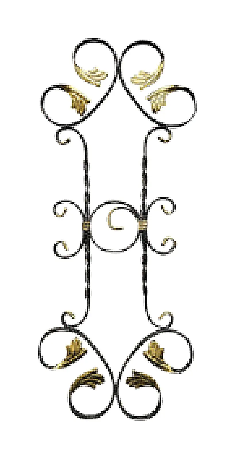 12425 Wrought-Iron Panels & Balusters Wrought iron, black / gold accent — Deco Blossom Kenya