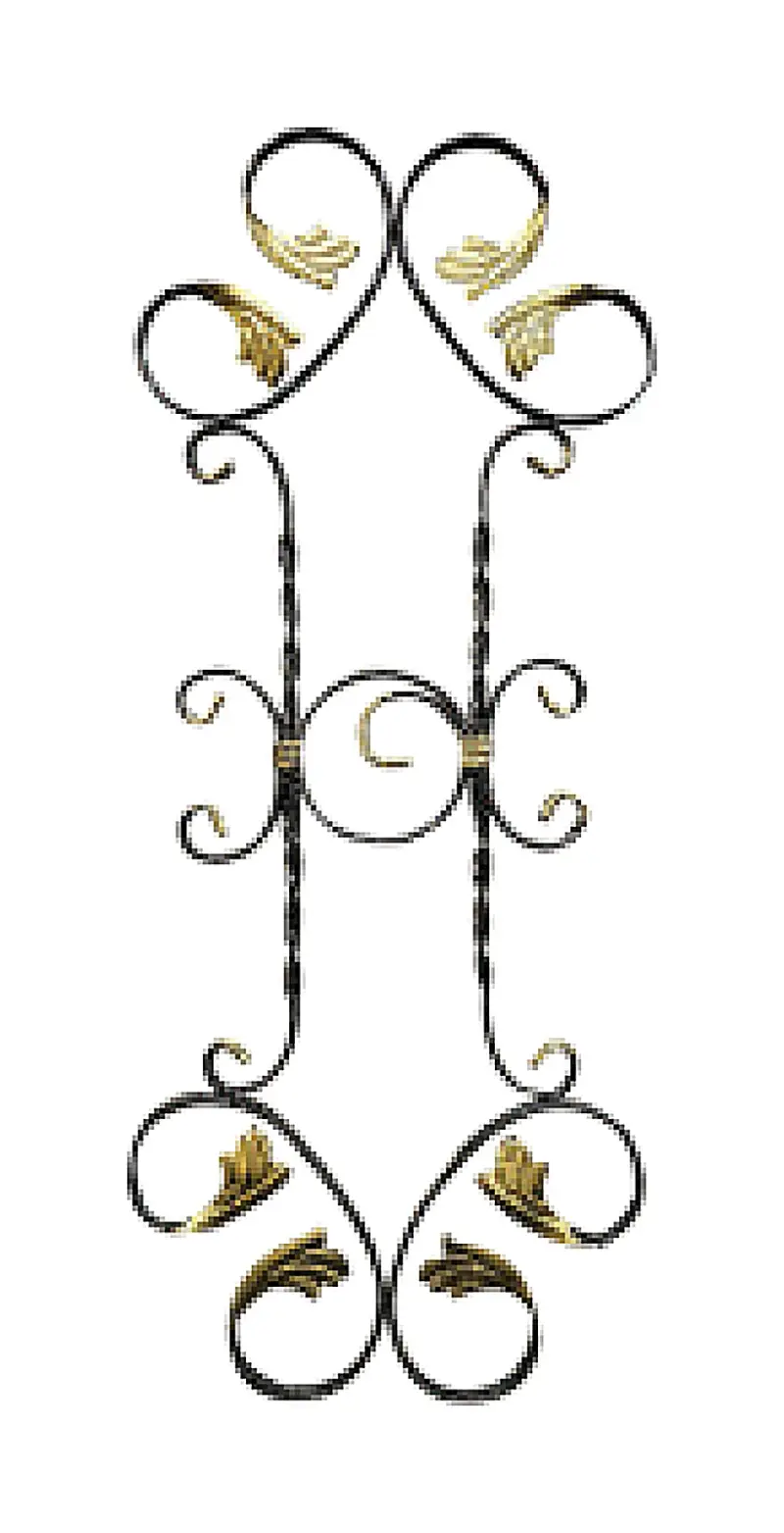 12425 Wrought-Iron Panels & Balusters Wrought iron, black / gold accent — Deco Blossom Kenya