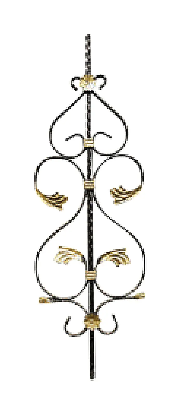 12431 Wrought-Iron Panels & Balusters Wrought iron, black / gold accent — Deco Blossom Kenya