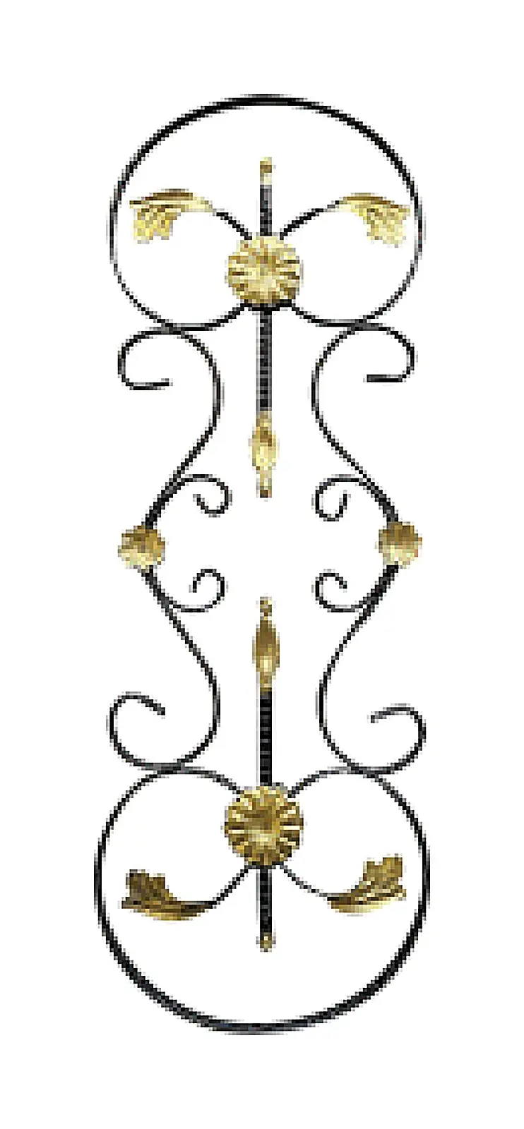 12433-2 Wrought-Iron Panels & Balusters Wrought iron, black / gold accent — Deco Blossom Kenya