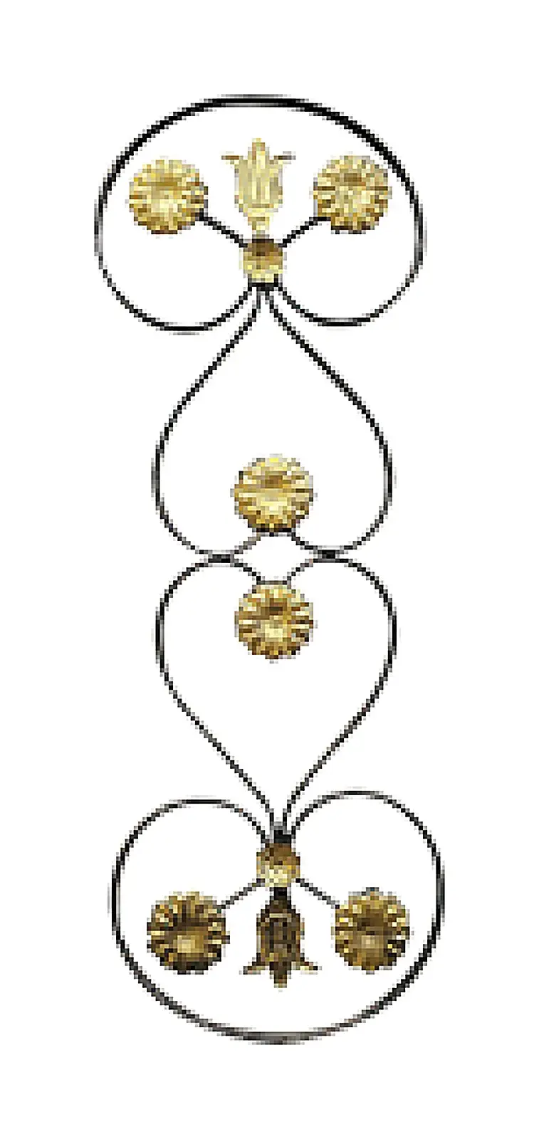 12435 Wrought-Iron Panels & Balusters Wrought iron, black / gold accent — Deco Blossom Kenya