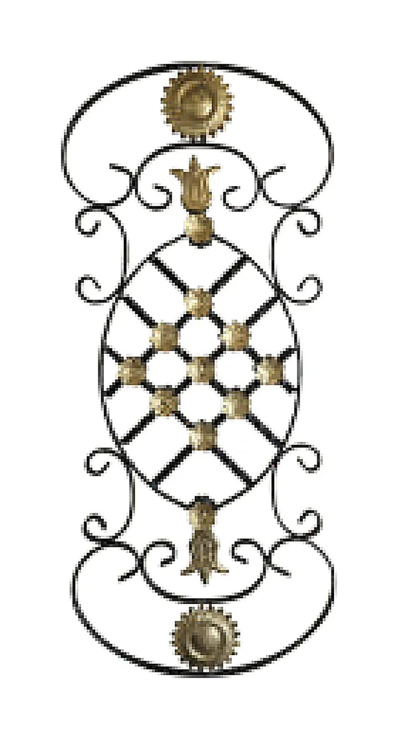 12436-2 Wrought-Iron Panels & Balusters Wrought iron, black / gold accent — Deco Blossom Kenya