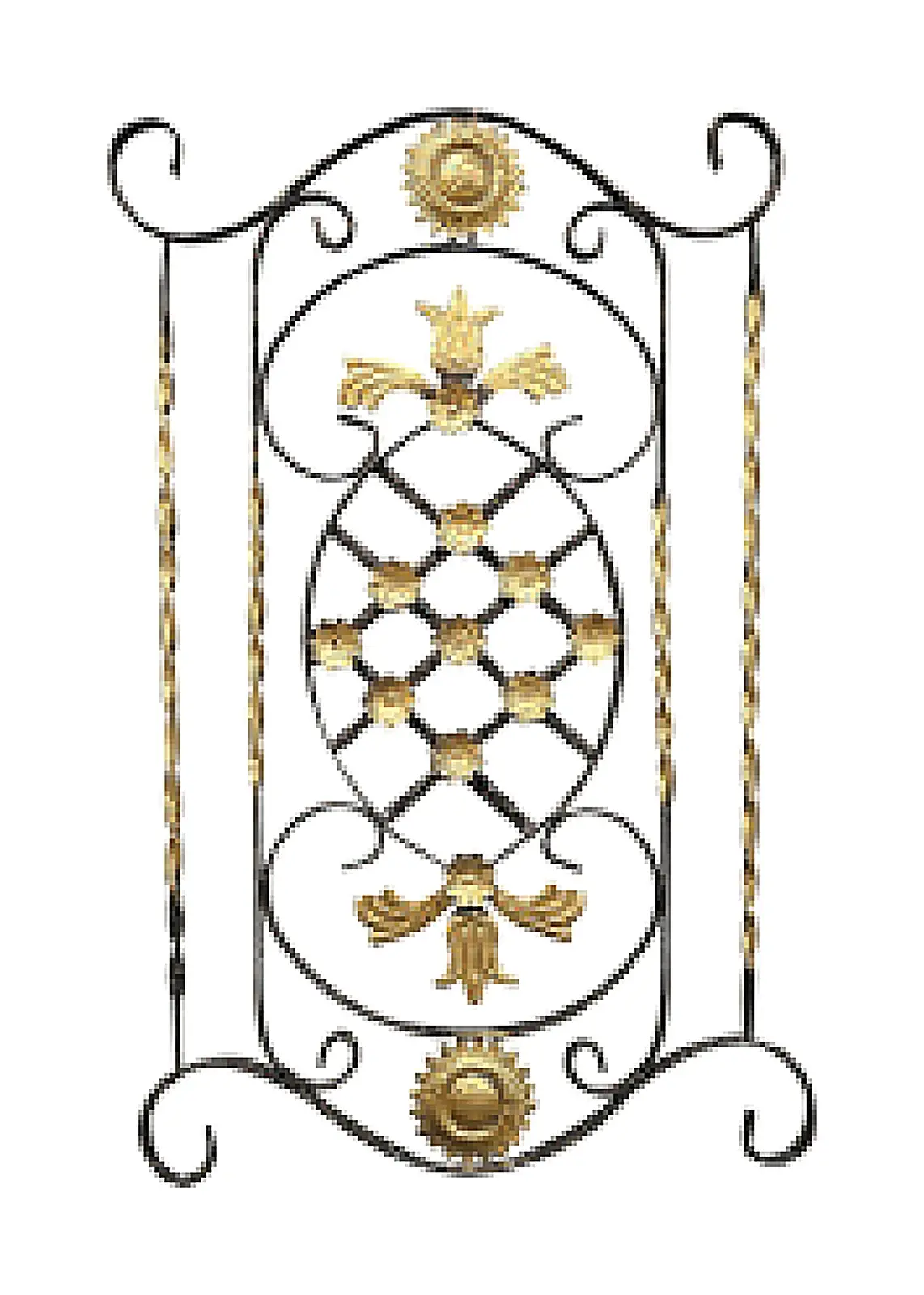 12444 Wrought-Iron Panels & Balusters Wrought iron, black / gold accent — Deco Blossom Kenya