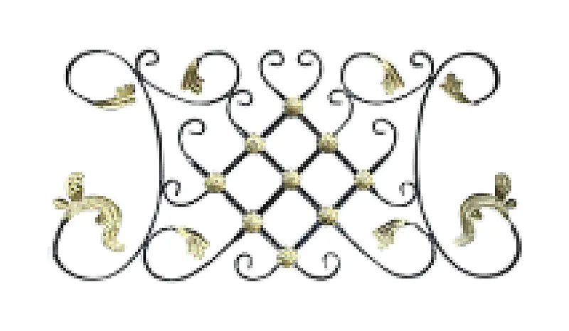 168073 Wrought-Iron Panels & Balusters Wrought iron, black / gold accent — Deco Blossom Kenya