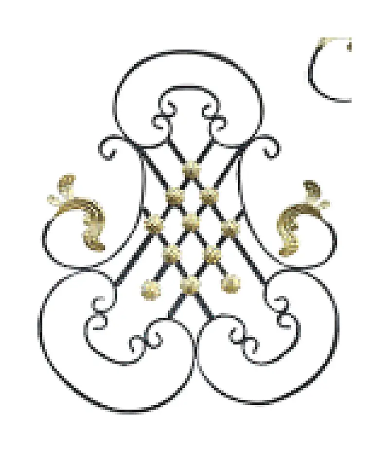 168840 Wrought-Iron Panels & Balusters Wrought iron, black / gold accent — Deco Blossom Kenya