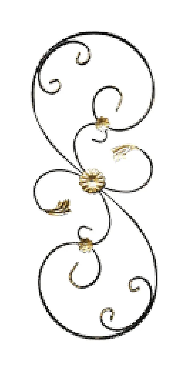 19704-2 Wrought-Iron Panels & Balusters Wrought iron, black / gold accent — Deco Blossom Kenya